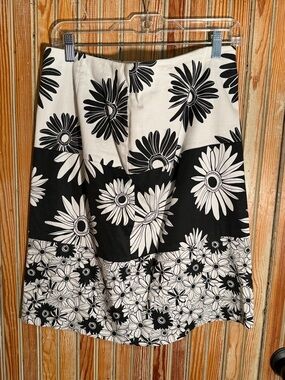 Black & White Floral A-Line Skirt